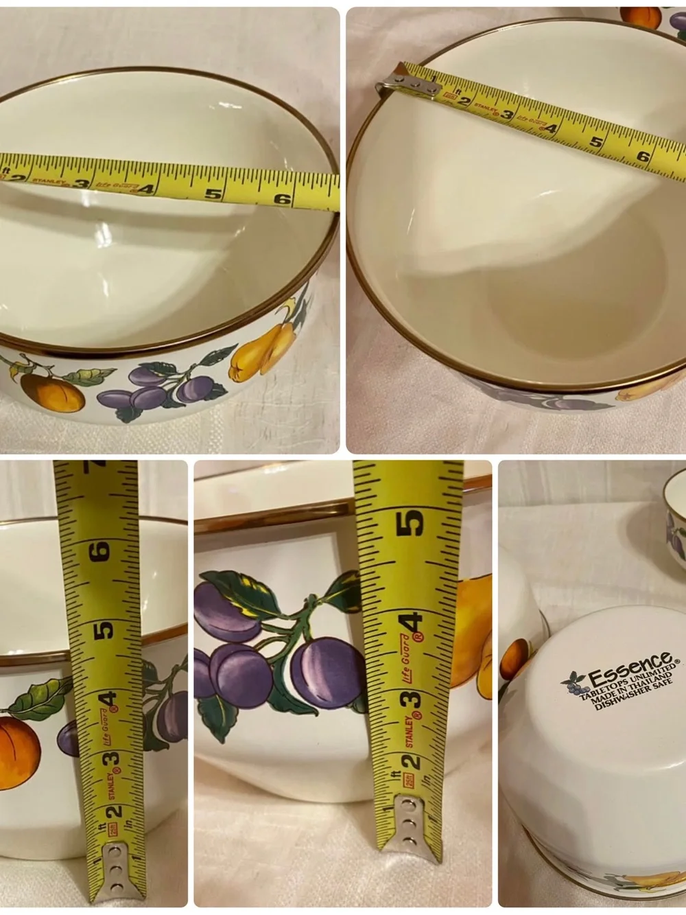 Vintage TableTops Unlimited Essence Fruit Enamelware Bowls Set of 4